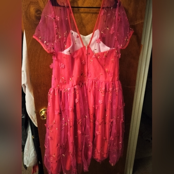 Hot Pink Dress with Embroidery from Unique Vintage - Picture 4 of 5